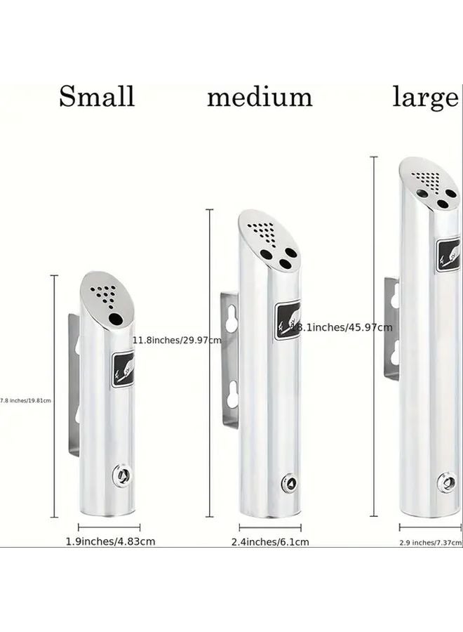Kadko Medium Capacity Stainless Steel Wall Mounted Smokeless Ashtray Indoor Outdoor Use - Image 2